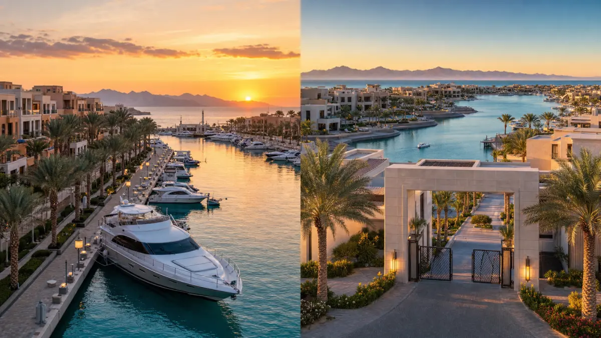 Modern Red Sea marina and property comparison for El Gouna buyers